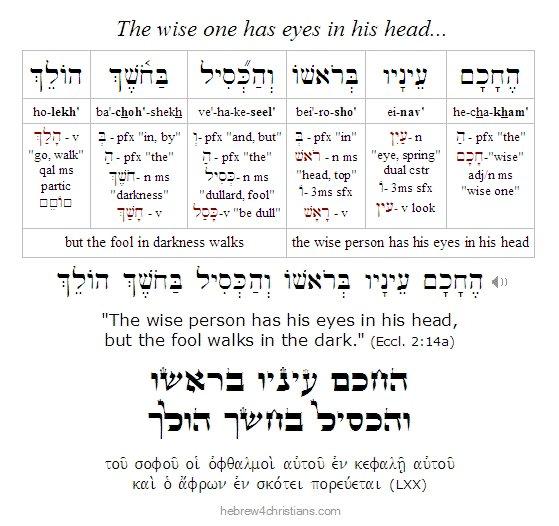 Eccl. 2:14a Hebrew Reading Lesson
